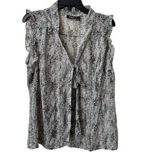 A.n.a Blouse 1X Gray and black Blended material Button down tie in front